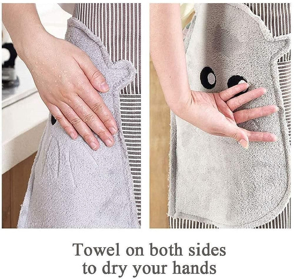 Kitchen Apron for Women with Big Front Pocket Hand-Wiping Waterproof Apron for Kitchen