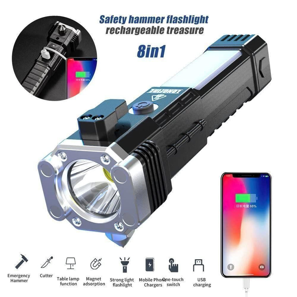 11000LM Multifunctional Flashlight With Built In Battery & USB Charging