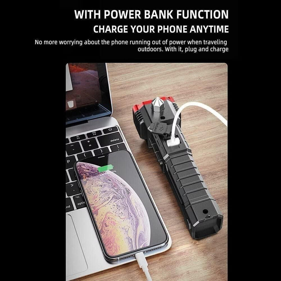 11000LM Multifunctional Flashlight With Built In Battery & USB Charging