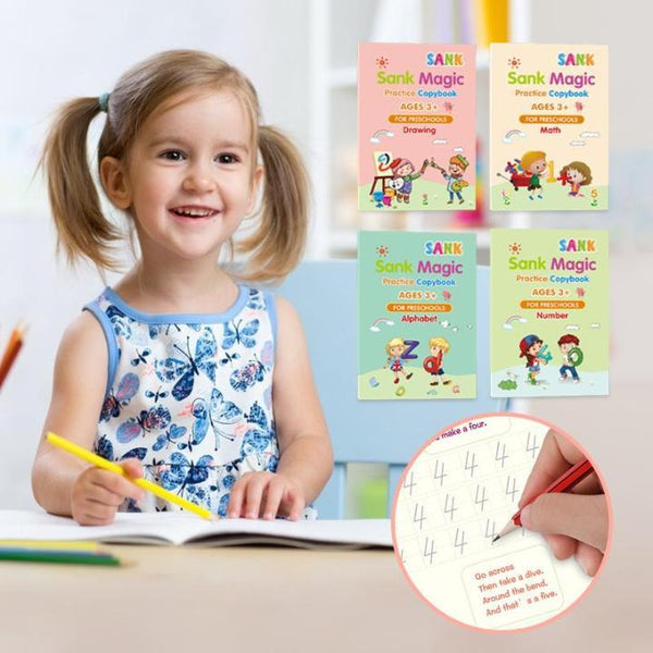 Magical Reusable Writing Workbooks  - Set of 4 With Free Pen