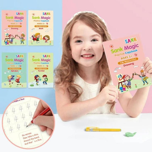 Magical Reusable Writing Workbooks  - Set of 4 With Free Pen