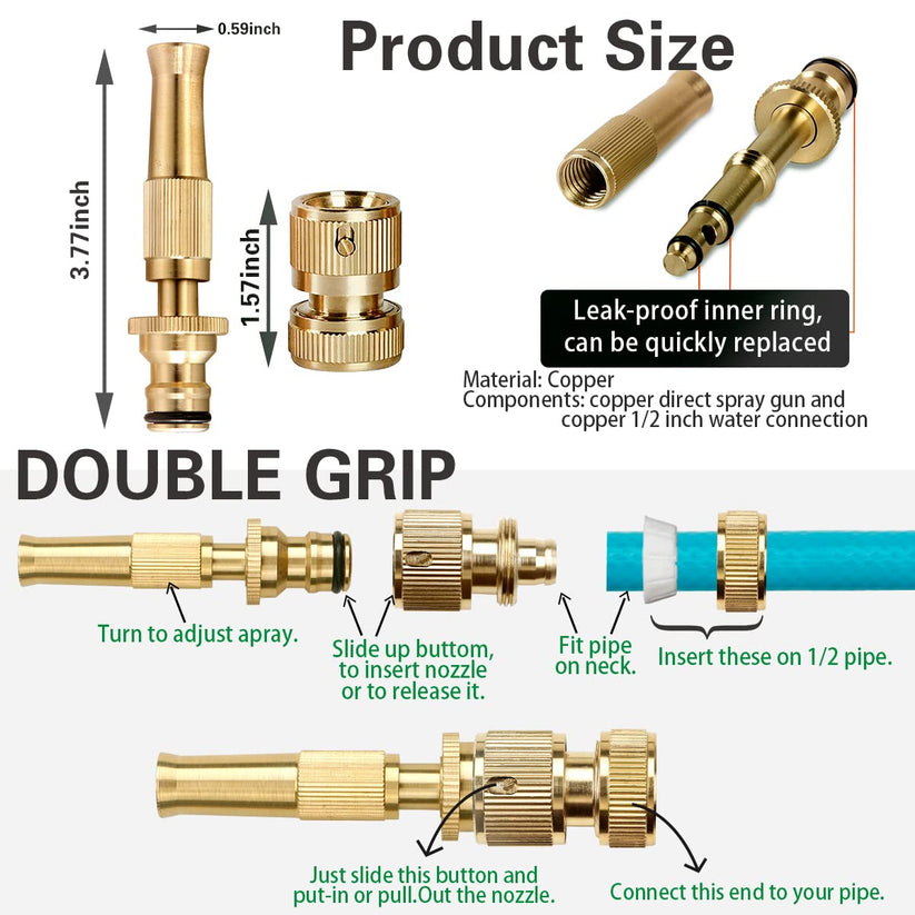 Adjustable High Pressure Water Spray Brass Nozzle